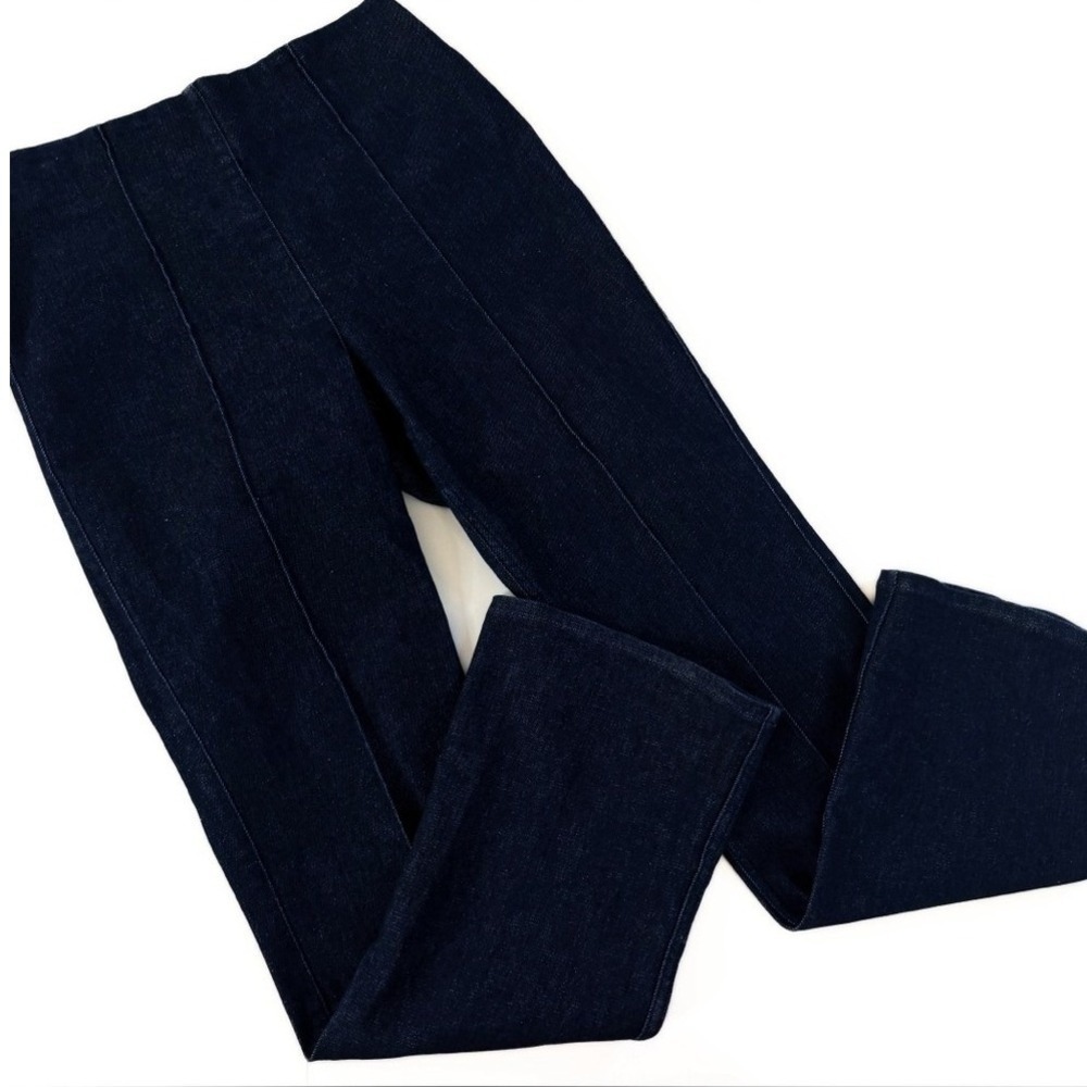 Spanx Jeans Womens Large Pull on Flare Dark Wash